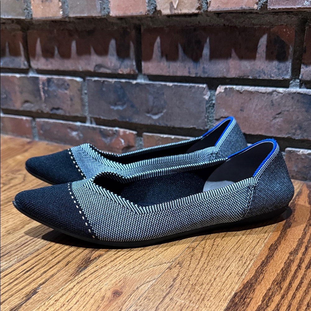 Rothy's Black & Gray Pointed Knit Flats